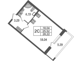 Студия № 2 Корп.: 4.1 , Секция 1.1  в ЖК Pulse Premier