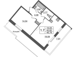 2 ккв (Евро) № 5 Корп.: 4.1 , Секция 1.1  в ЖК Pulse Premier