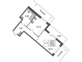 1 ккв № 751 Корп.: 4.2 , Секция 2.3  в ЖК Pulse Premier