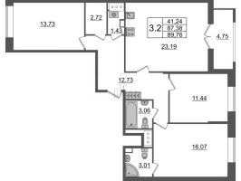 4 ккв (Евро) № 894 Корп.: 4.1 , Секция 2.4  в ЖК Pulse Premier