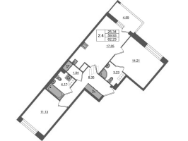 3 ккв (Евро) № 904 Корп.: 2 , Секция 2.4  в ЖК Pulse Premier