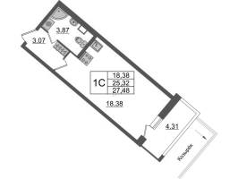 Студия № 395 Корп.: 4.2 , Секция 2.1  в ЖК Pulse Premier