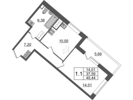 1 ккв № 759 Корп.: 4.2 , Секция 2.3  в ЖК Pulse Premier