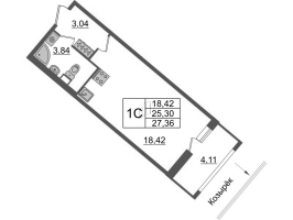 Студия № 711 Корп.: 4.1 , Секция 2.3  в ЖК Pulse Premier