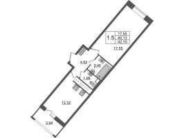 1 ккв № 927 Корп.: 4.2 , Секция 2.4  в ЖК Pulse Premier