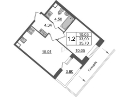 2 ккв (Евро) № 497 Корп.: 4.1 , Секция 2.2  в ЖК Pulse Premier