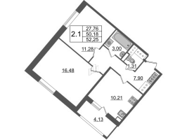 2 ккв № 1078 Корп.: 4.1 , Секция 2.5  в ЖК Pulse Premier