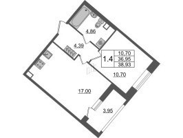 2 ккв (Евро) № 1 Корп.: 4.2 , Секция 1.1  в ЖК Pulse Premier