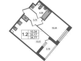 2 ккв (Евро) № 6 Корп.: 2 , Секция 1.1  в ЖК Pulse Premier