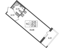 Студия № 2 Корп.: 4.2 , Секция 1.1  в ЖК Pulse Premier