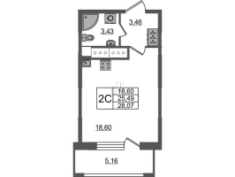 Студия № 414 Корп.: 3.1 , Секция 2.1  в ЖК Pulse Premier