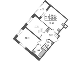 3 ккв (Евро) № 27 Корп.: 4.1 , Секция 1.1  в ЖК Pulse Premier