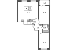 3 ккв (Евро) № 407 Корп.: 4.1 , Секция 2.1  в ЖК Pulse Premier