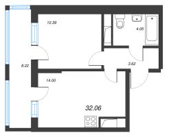 1 ккв № 730 Корп.: 3.1 , Секция 3.2  в ЖК Pulse Premier