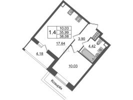 2 ккв (Евро) № 1077 Корп.: 4.2 , Секция 2.5  в ЖК Pulse Premier