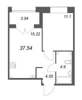 1 ккв № 45 Корп.: Б4 , Секция 3  в ЖК Ranta Residence