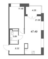 2 ккв (Евро) № 72 Корп.: Б4 , Секция 3  в ЖК Ranta Residence