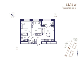 3 ккв (Евро) № 31 Корп.: В4 , Секция 1  в ЖК Ranta Residence