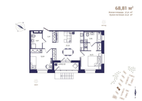 3 ккв (Евро) № 3 Корп.: В5 , Секция 1  в ЖК Ranta Residence