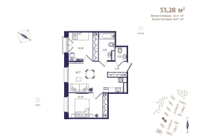 3 ккв (Евро) № 16 Корп.: В5 , Секция 1  в ЖК Ranta Residence