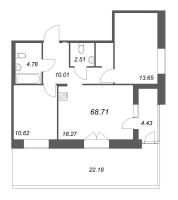 3 ккв (Евро) № 17 Корп.: Б3 , Секция 2  в ЖК Ranta Residence