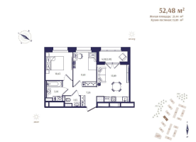 3 ккв (Евро) № 22 Корп.: В4 , Секция 1  в ЖК Ranta Residence