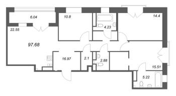 4 ккв (Евро) № 22 Корп.: Б1 , Секция 1  в ЖК Ranta Residence