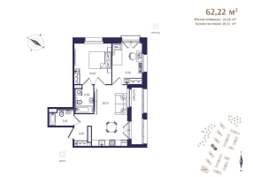 3 ккв (Евро) № 24 Корп.: В4 , Секция 1  в ЖК Ranta Residence