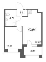 2 ккв (Евро) № 19 Корп.: Б3 , Секция 2  в ЖК Ranta Residence