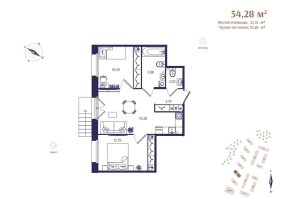 3 ккв (Евро) № 7 Корп.: В5 , Секция 1  в ЖК Ranta Residence