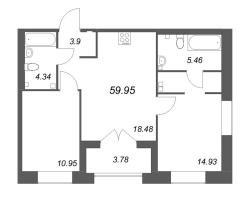 3 ккв (Евро) № 49 Корп.: Б4 , Секция 3  в ЖК Ranta Residence