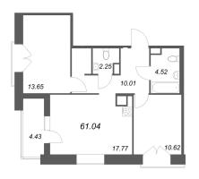 3 ккв (Евро) № 9 Корп.: Б3 , Секция 1  в ЖК Ranta Residence