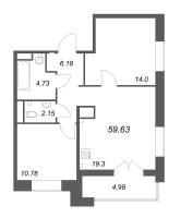 3 ккв (Евро) № 17 Корп.: Б2 , Секция 1  в ЖК Ranta Residence