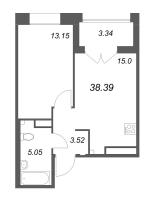 2 ккв (Евро) № 14 Корп.: Б2 , Секция 1  в ЖК Ranta Residence