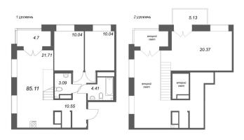 4 ккв (Евро) № 19 Корп.: Б4 , Секция 1  в ЖК Ranta Residence