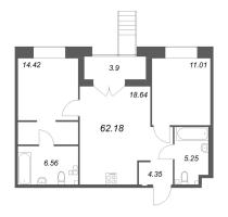 3 ккв (Евро) № 3 Корп.: Б2 , Секция 1  в ЖК Ranta Residence