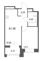 2 ккв (Евро) № 13 Корп.: Б2 , Секция 1  в ЖК Ranta Residence
