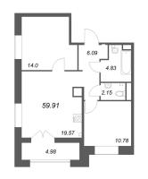 3 ккв (Евро) № 29 Корп.: Б2 , Секция 2  в ЖК Ranta Residence