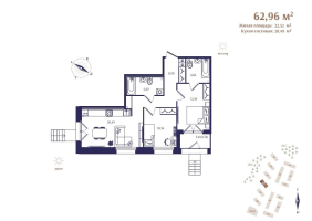 3 ккв (Евро) № 2 Корп.: В4 , Секция 1  в ЖК Ranta Residence