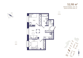 3 ккв (Евро) № 25 Корп.: В5 , Секция 1  в ЖК Ranta Residence