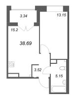 2 ккв (Евро) № 32 Корп.: Б2 , Секция 2  в ЖК Ranta Residence