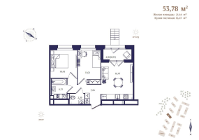 3 ккв (Евро) № 5 Корп.: В4 , Секция 1  в ЖК Ranta Residence