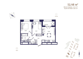 3 ккв (Евро) № 31 Корп.: В6 , Секция 1  в ЖК Ranta Residence