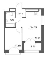 2 ккв (Евро) № 23 Корп.: Б1 , Секция 1  в ЖК Ranta Residence