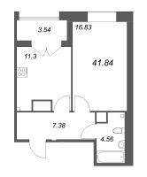 1 ккв № 41 Корп.: Б4 , Секция 2  в ЖК Ranta Residence
