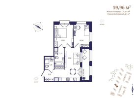 3 ккв (Евро) № 29 Корп.: В5 , Секция 1  в ЖК Ranta Residence