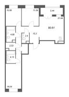 4 ккв (Евро) № 30 Корп.: Б3 , Секция 2  в ЖК Ранта Резиденс