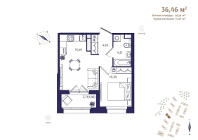 2 ккв (Евро) № 35 Корп.: В4 , Секция 1  в ЖК Ранта Резиденс