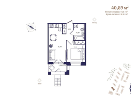 2 ккв (Евро) № 1 Корп.: В6 , Секция 1  в ЖК Ранта Резиденс