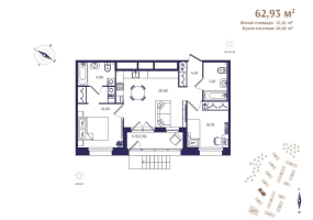 3 ккв (Евро) № 4 Корп.: В5 , Секция 1  в ЖК Ранта Резиденс